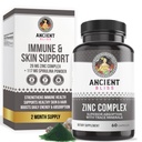 Capsules complexes de zinc avec absorption accrue, supplément antioxydant et immunosupport, supplément de zinc pour les hommes et les femmes par Bliss antique (60 capsules)