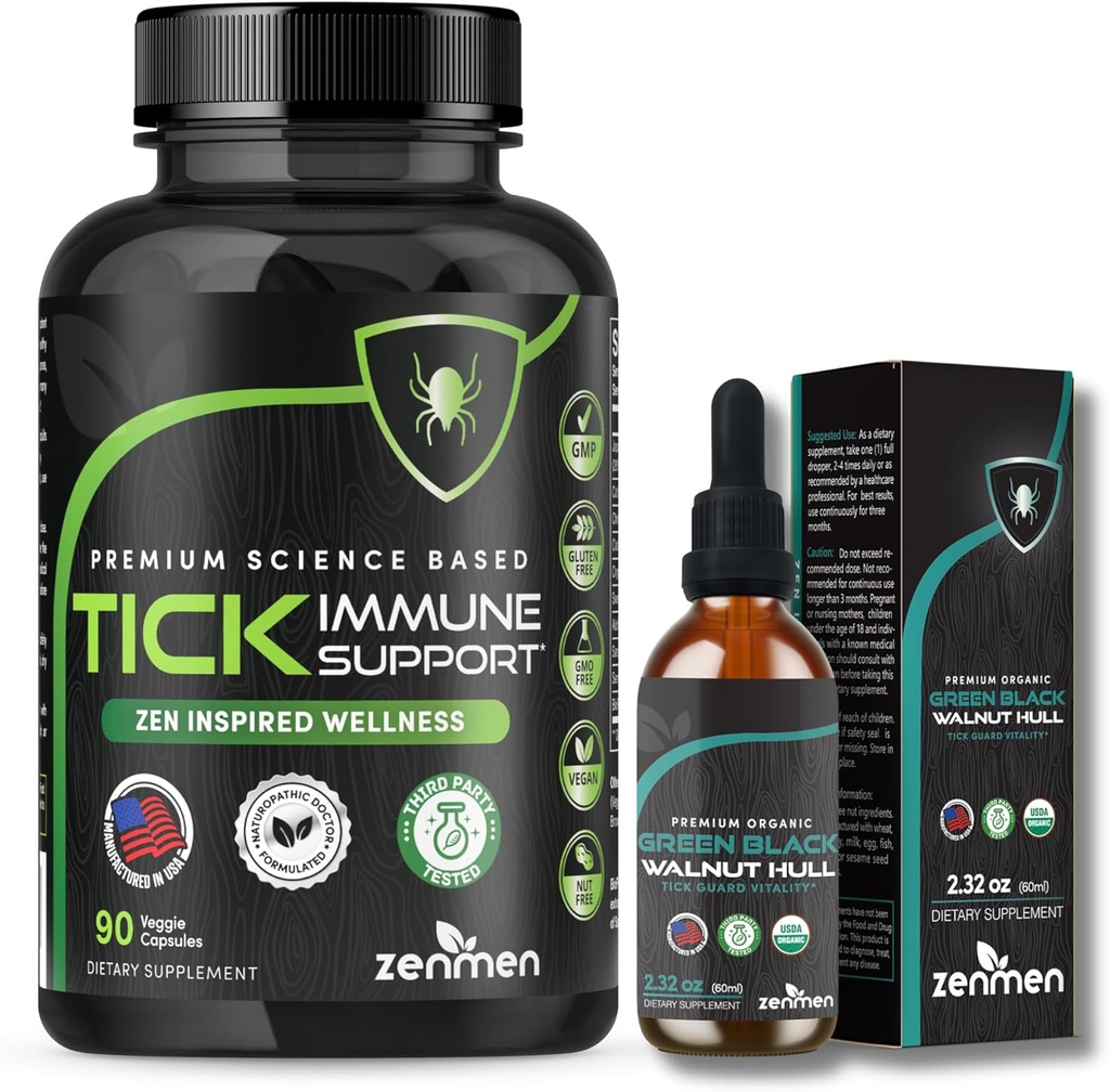 Zenmen Immune Support Bundle: Tick Immune Support et Teinture de Noix Noire Verte