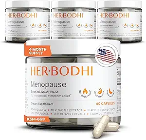 Meno- Menopause Hormonal Balance for Women, Estrogen Soy Isoflavones Menopause Supplément pour femmes, Ashwagandha, Black Cohosh Hot Flashes Ménopause Relief, Night Sweats Relief 240Caps