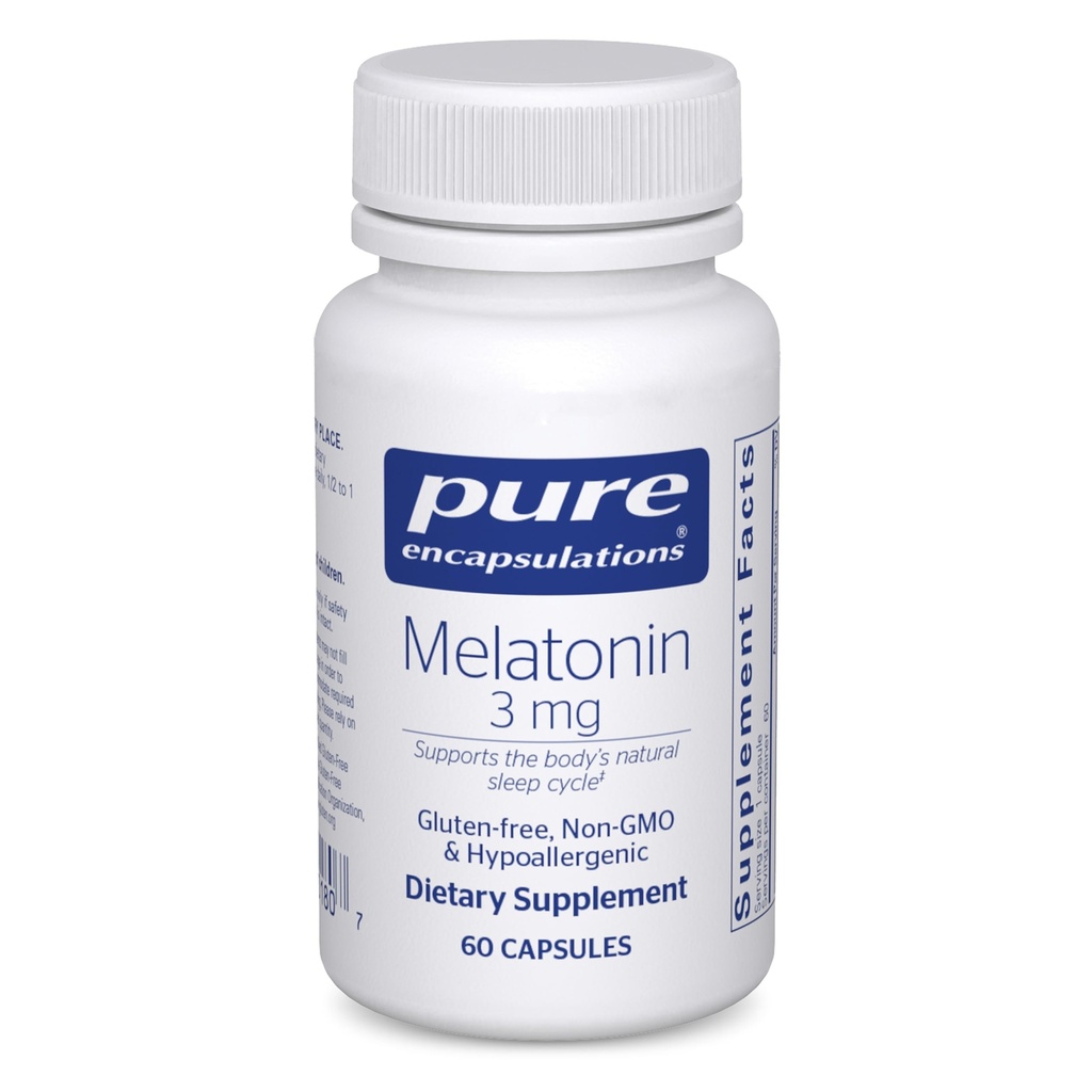 Encapsulations pures Mélatonine 3 mg - Supplément antioxydant pour soutenir le sommeil naturel et le soulagement de l'insomnie occasionnelle - pour le soutien naturel du sommeil* - 60 capsules