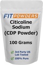 Poudre de citicoline, poudre de choline CDP pure avec scoop, non-OGM, supplément cognitif pour la mémoire et l'apprentissage (100 grammes)