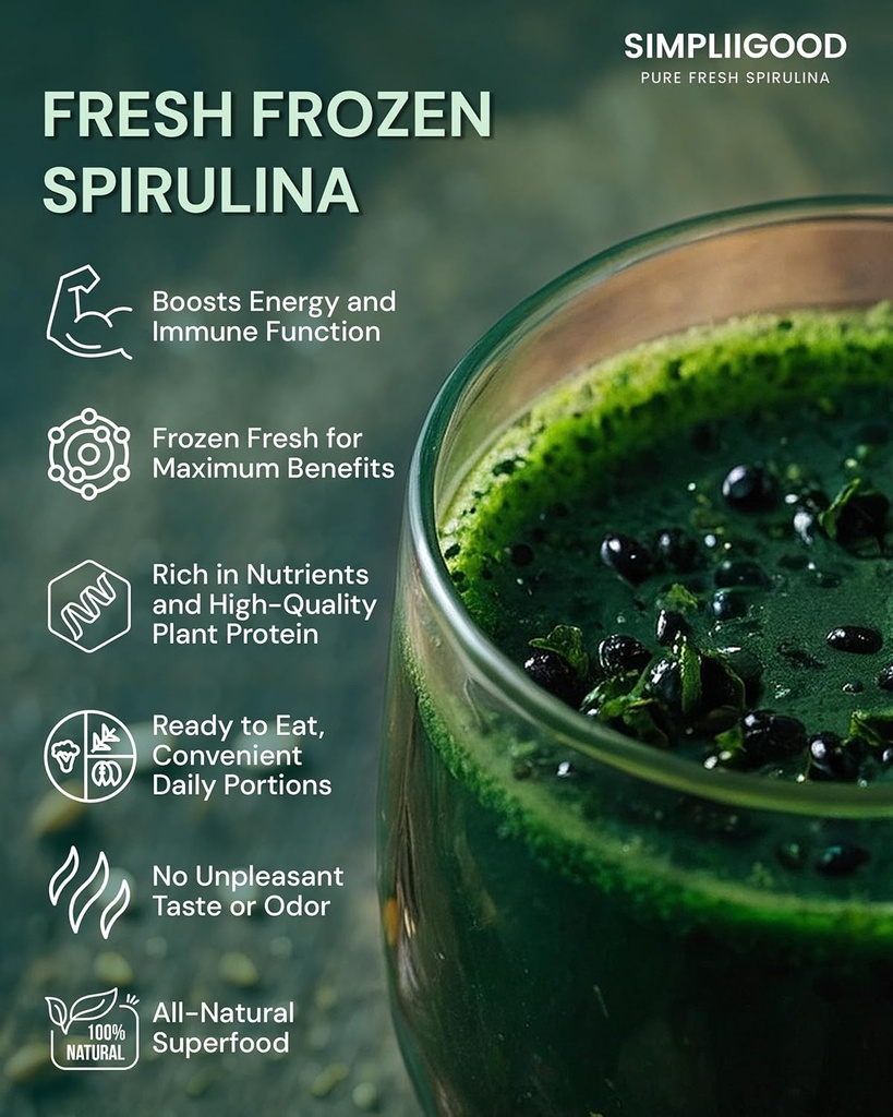 Cubes Spiruline - Superaliment riche en protéines et en vitamines avec saveur naturelle - Pots de spiruline sans gluten pour smoothies (1.680, Kilogrammes)