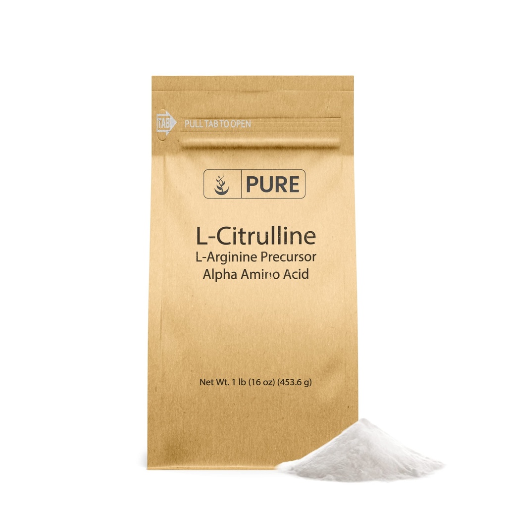 Ingrédients originaux purs Poudre de L-Citrulline (1 lb) Acide amino pur non essentiel, sans conservateur