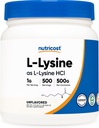 Poudre de L-Lysine Nutricost 500 grammes - L-Lysine pure, sans OGM, sans gluten