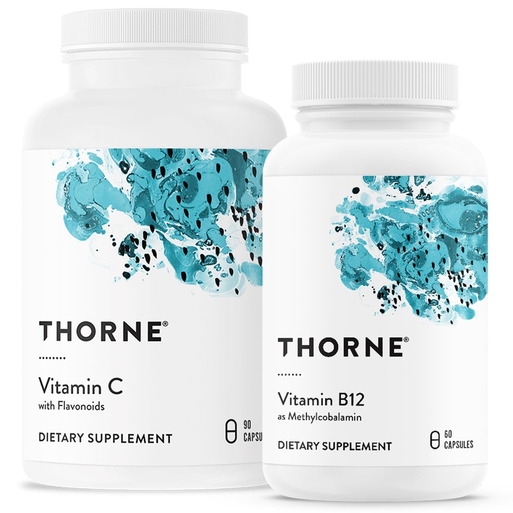 THORNE - Trousse de bien-être - Vitamine C & B12 - Soutient la santé cardiaque, nerveuse, immunitaire et tissulaire - 60 à 90 portions