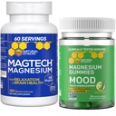 Sacs naturels Magnésium Magtech + Mood Magnésium Gommies Bundle - 4 formes de magnésium - Relaxation, santé cérébrale et soutien au stress* - 210 pièces totales
