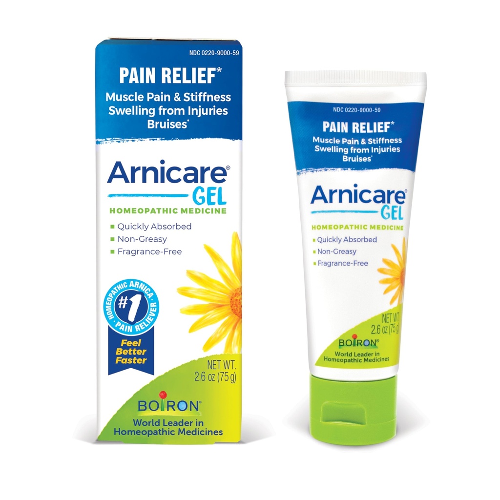 Gel d'Arnicare de Boiron pour soulager la douleur articulaire, la douleur musculaire, la douleur musculaire et l'enflure des ecchymoses ou des blessures - Non gras et sans parfum - 2,6 oz