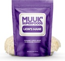 SUPERFOODS DE MUUK Pure Bio Lion's Mane Mushroom Powder (Powder) Cerveau-Boosting, États-Unis-Fabriqué (100g), 60 portions