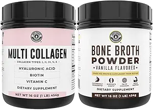 Left Coast Performance Vanilla Bone Broth et Multi Collagen Poudre pour le soutien des articulations, cheveux, peau et ongles