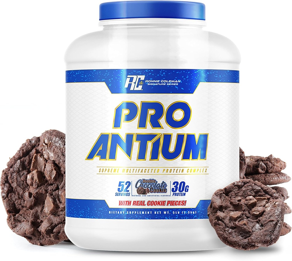 Série de signatures Ronnie Coleman Pro-Antium Poudre de protéines de lactosérum avec BCAAs et EAAS, créatine pour la récupération et le soutien musculaire maigre, 30g de protéines par portion, double chocolat, 5 Lb