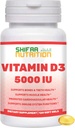 SHIFAA NUTRITION Vitamine halale D, Vitamine halale D3, 5000 UI Softgels, 120 portions. Non-OGM, sans gluten, supports: Structure, os, dents, coeur, muscles et fonctions immunitaires