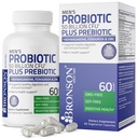 Bronson Homme Probiotique 50 Million CFU Plus Prébiotique avec Ashwagandha, Fenugreek et Zinc, soutient la digestion saine et la fonction immunitaire non-OGM, 60 capsules végétariennes