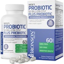 Bronson Homme Probiotique 50 Million CFU Plus Prébiotique avec Ashwagandha, Fenugreek et Zinc, soutient la digestion saine et la fonction immunitaire non-OGM, 60 capsules végétariennes