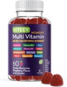 Gommies multivitamines pour femmes Viteey - Soutien immunitaire - 12 en 1 Vitamines et minéraux essentiels - Vitamine A, C, D3, E, B6, B12, Acide folique, Biotine, Calcium, Zinc et plus - Végétarien - Aromatisé aux framboises