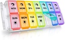 Organisateur de pilules 2 fois par jour, Fullicon Quick Fill Large Weekly AM PM Pill Box, Organisateur de médicaments 7 jours, Cas quotidiens de pilules - Rainbow (brevet enregistré)