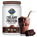 Garden of Life Poudre de protéines végétales biologiques crémeuses + OatMilk, 20g Protéines végétales complètes, eau de coco, MCT, grains germés, prébiotiques, probiotiques – sans gluten, Brownie au chocolat, 2 LBS