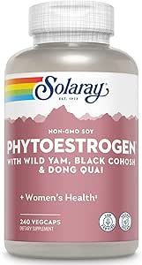 SOLARAY PhytoEstrogen Menopause Suppléments avec Yam sauvage, Cohosh noir et Dong Quai - Phyto Estrogen Pills pour le support périménopause et ménopause, Vegan, garantie de 60 jours, 60 portions, 240 VegCaps