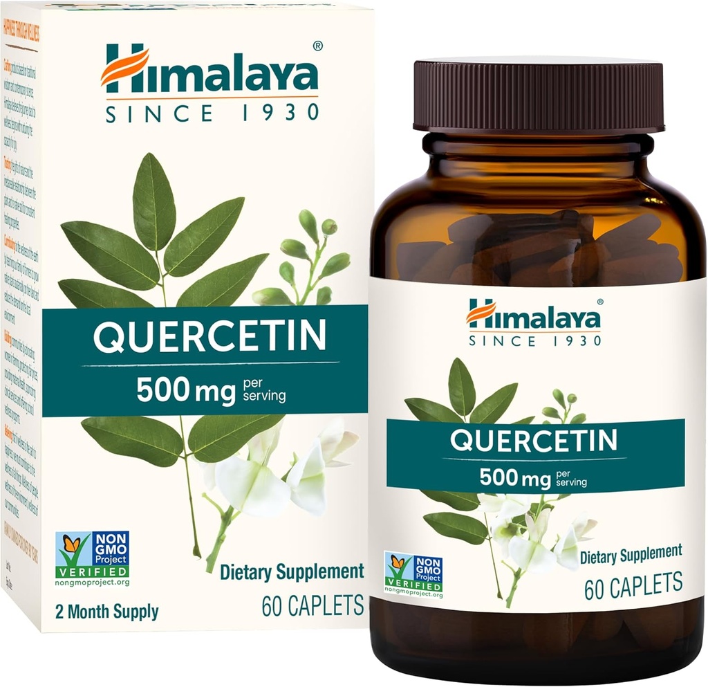 Supplément à l'Himalaya Quercetin pour le soutien aux bioflavonoïdes à base végétale et le bien-être quotidien, le soutien aux antioxydants et aux immuns, 500 mg, non OGM, 60 capsules végétariennes, 2 mois d'approvisionnement