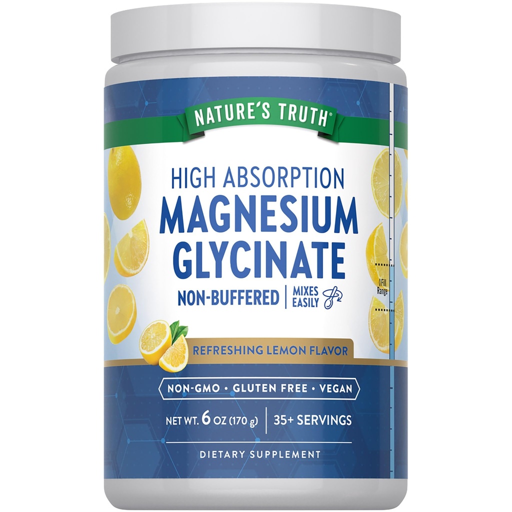 La vérité de la nature Magnésium Glycinate Poudre de 6 oz de citron Flavor de citron