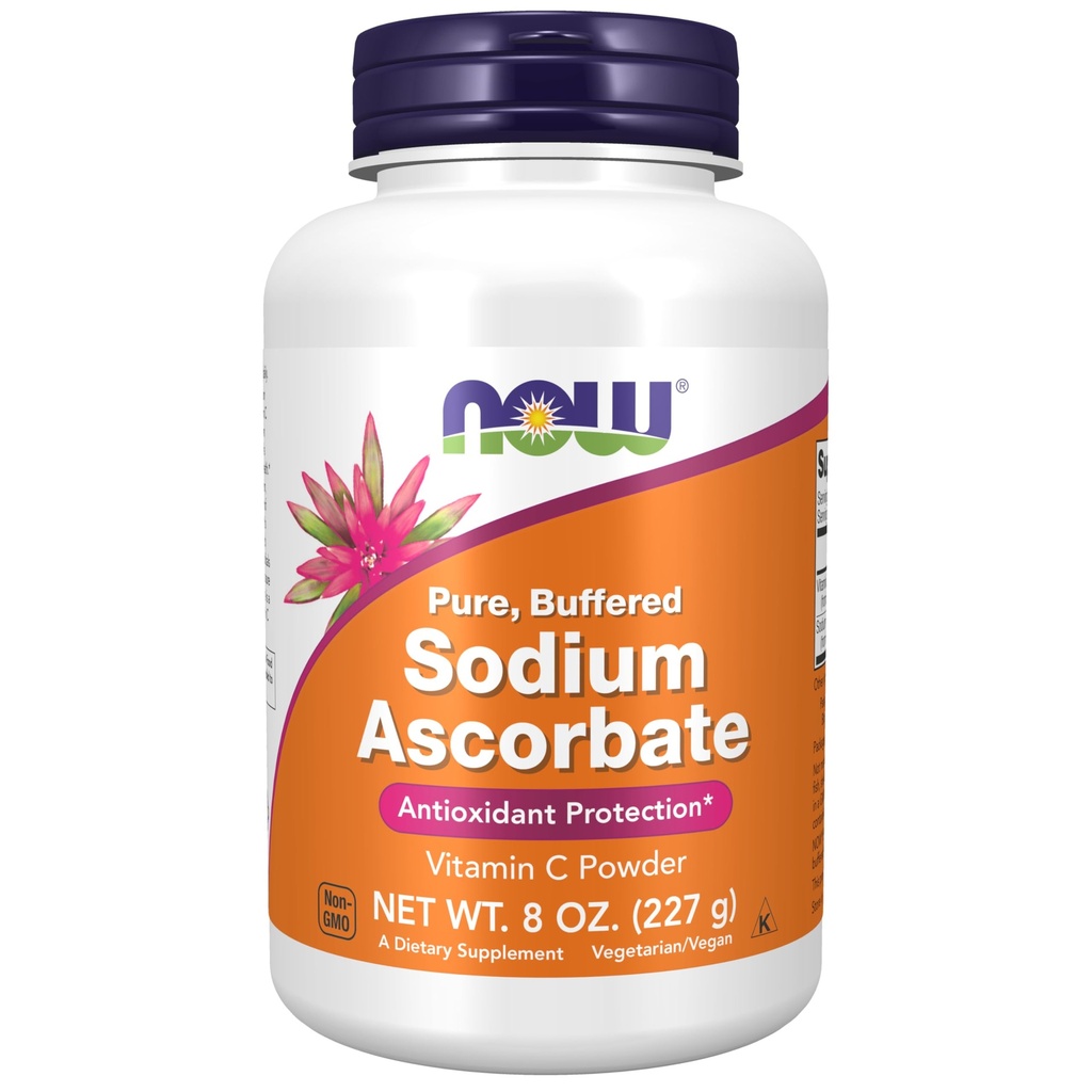 MAINTENANT Suppléments, poudre d'ascorbate de sodium, tamponnée, antioxydante*, 8-Ounce