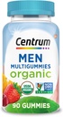 Multigums organiques pour hommes Centrum, multivitamines pour hommes, multivitamines organiques pour hommes avec nutriments essentiels pour le soutien immunitaire, l'énergie et la fonction musculaire - 90 Comte