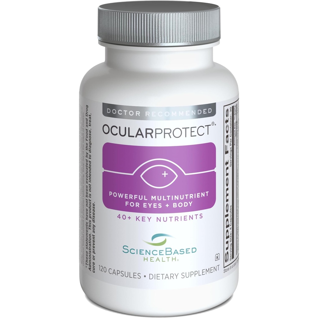 ScienceBased Health OcularProtect – Multivitamine quotidienne avec support avancé pour la santé oculaire – 40 éléments nutritifs clés avec Lutéine, Zeaxanthin, Turmeric & Quercetin – soutien immunitaire et antioxydant