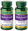 Nature's Bounty Melatonin 5mg double spectre, 100% sans médicament supplément de sommeil, libération rapide et libération prolongée, favorise la détente et la santé du sommeil, 60 comprimés bi-layer (paquet de 2)