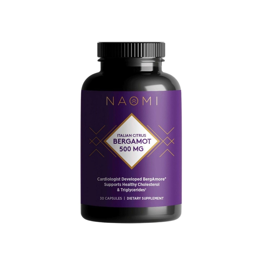 NAOMI Citrus italien Bergamot 500mg Cardiologue primé Dvlpd pour soutenir des niveaux de cholestérol et de triglycérides sains Déjà dans la gamme normale, avec 7 Polyphénols clés, Bergamot, VIT C, 30 jours d'approvisionnement