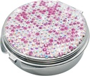 Bling Pill Case for Purse Medicine Vitamine Container Holder Pocket Pill Case Round Medicine Organizer for Vitamine/Pish Oils/Supplement Travel Medicine Kit (3 Compartment Rose)