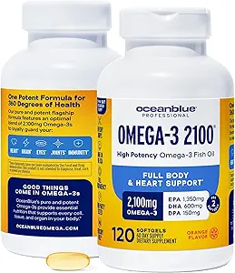 Oceanblue Professional 2100mg.com Triple Strength Omega 3 Supplément huile de poisson sans Burp.com Haute puissance EPA DHA.