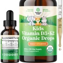 Natures Craft Kids Vitamine D3 K2 gouttes - Vitamine D biologique pour les enfants pour les os forts et les articulations - Bébés, Bébés et Bébés Imune Soutien gouttes Supplément liquide - 60 ml bouteille