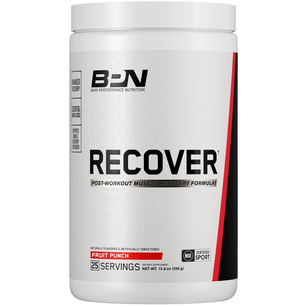 BARE PERFORMANCE NUTRITION BPN Recover Post‑Workout Enhanced Muscle Recovery Drink Mix – Essential Amino Acids with Amino9®, CherryPURE® Tart Cherry & Carnitine, 25 Servings, Fruit Punch