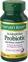 Nature's Bounty Lactobacillus Acidophilus Probiotic Supplement - Probiotique quotidien pour les femmes/hommes santé digestive, 100 millions d'organismes, végétarien, 1 portion par jour, 120 comprimés
