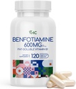 VHC Vitamine B1 Benfotiamine 600mg Supplément- 5X temps Fat-Soluble Thiamine Vitamine B1- Max Boost Biodisponible Thiamine B1 Niveaux-120 Capsules de légumes,Non-OGM, Sans soja- Fabriqué aux États-Unis