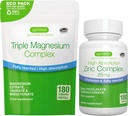 Comprimés Triple Magnésium Comprimés + Complexe zinc, Magnésium chélaté à haute absorption + 25mg Picolinate de zinc chélaté et bisglycinate avec cuivre, par Igennus