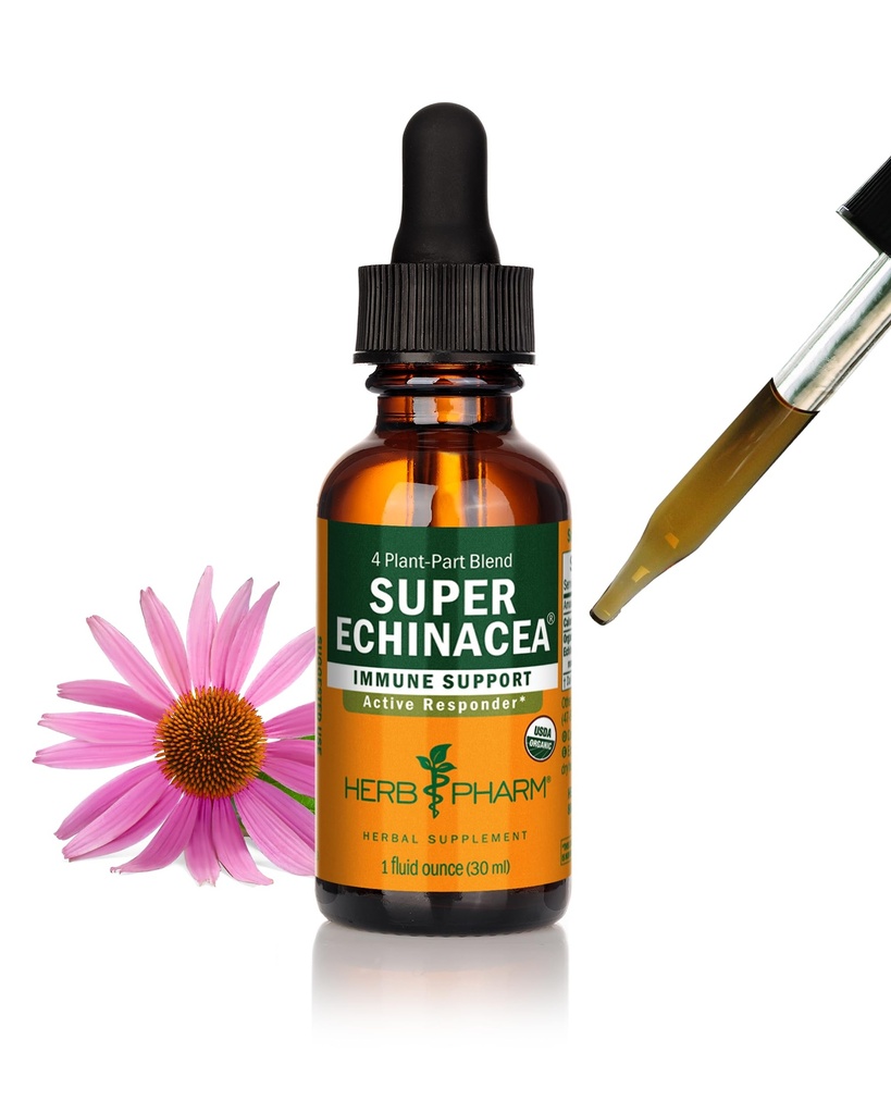 Herb Pharm Certified Organic Super Echinacea Liquid Extract for Active Imune System Support - 1 once (DSUPER01)