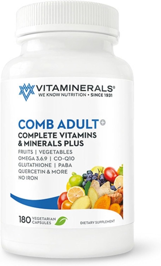 Vitamines CombAdult Formulation complète Vitamine et Minéraux non OGM (180)