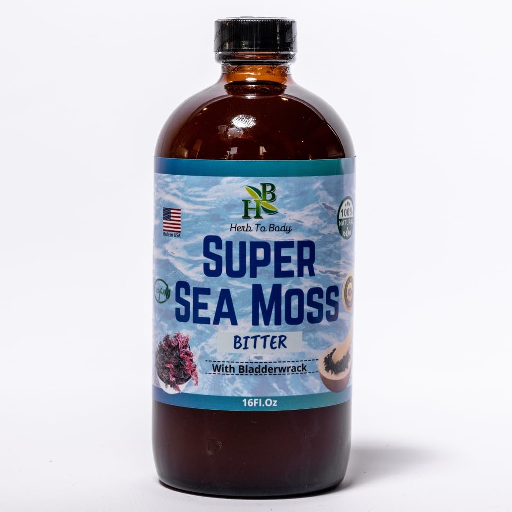 Herb to Body Super Sea Moss Bitter avec Bladderwrack - 16oz
