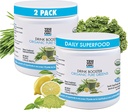 Oui, vous pouvez ! Boissons Booster - Bio Greens Superfood Powder Drink Mix - 2 Pack avec Alfalfa Grass, Wheatgrass, Kale, Orge, Poudre de jus de citron - Riche en antioxydants, vitamines et minéraux.