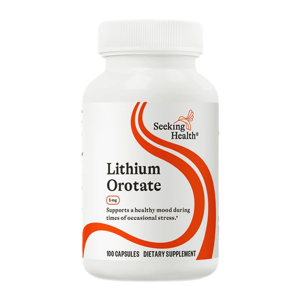 Recherche d'orotate de lithium de santé - supplément minéral soutient la santé cérébrale et la mémoire - formule non-OGM et sans gluten avec faible portion de lithium - 5 mg, 100 capsules