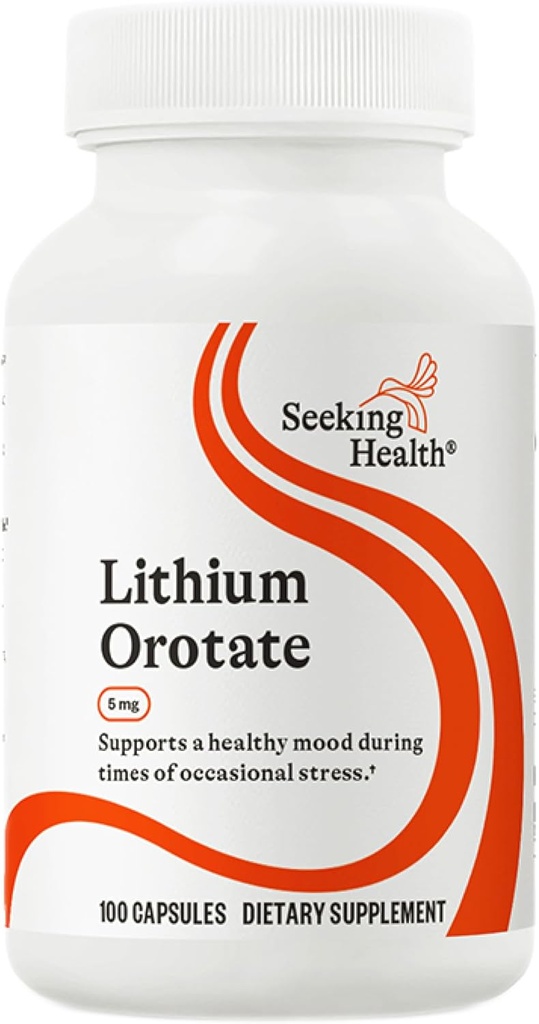 Recherche d'orotate de lithium de santé - supplément minéral soutient la santé cérébrale et la mémoire - formule non-OGM et sans gluten avec faible portion de lithium - 5 mg, 100 capsules