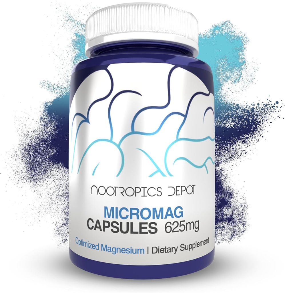 Nootropics Dépôt MicroMag Capsules de Magnésium $ 625mg $ 90 Compte $ Contient 200mg de Magnésium élémentaire