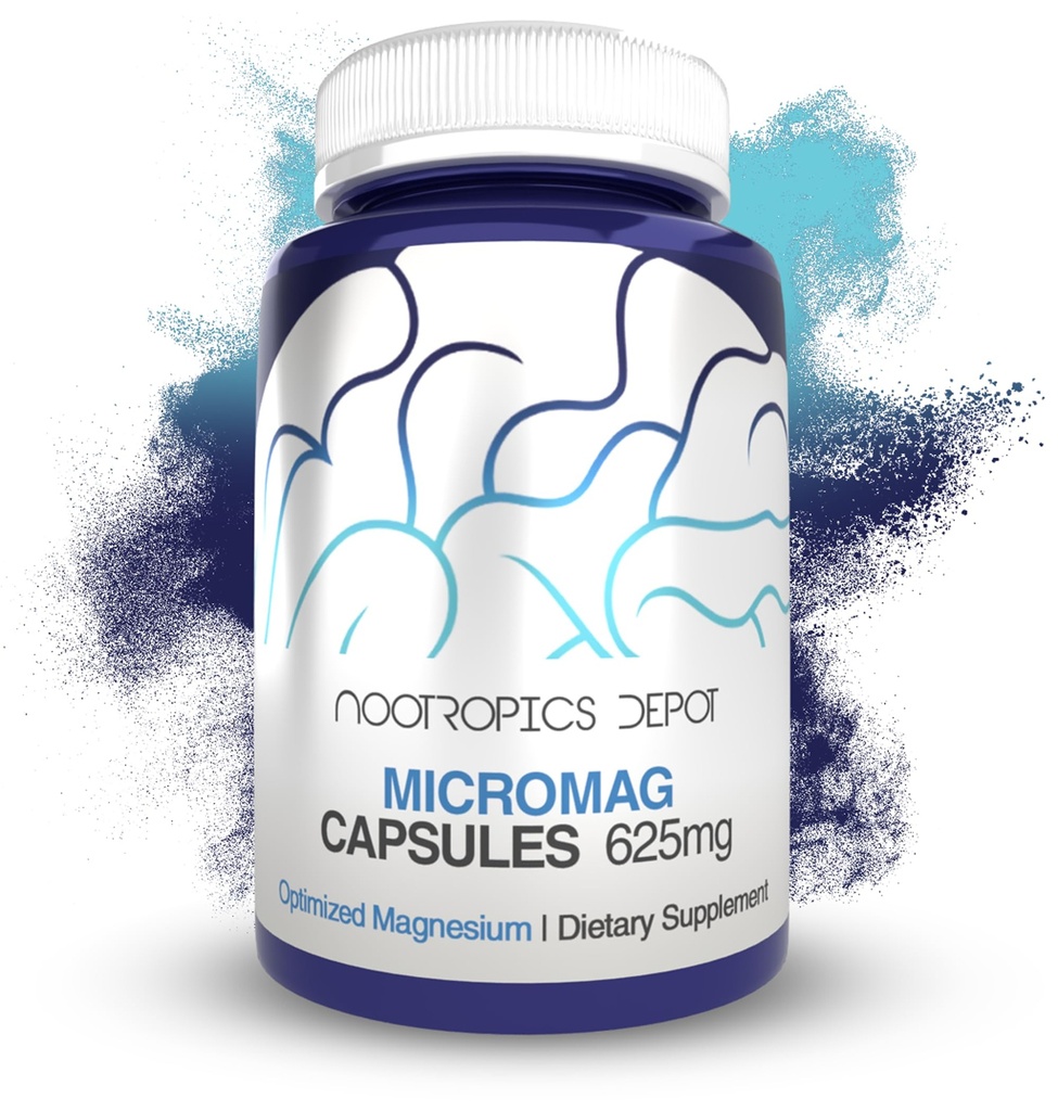Nootropics Dépôt MicroMag Capsules de Magnésium $ 625mg $ 90 Compte $ Contient 200mg de Magnésium élémentaire