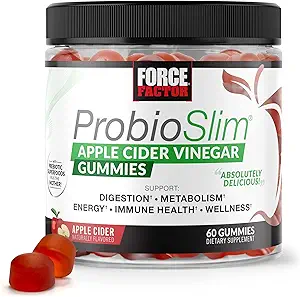 Facteur de force ProbioSlim Gommies de vinaigre de cidre de pomme avec lactospore biologique probiotiques et prébiotiques pour soutenir la digestion, le métabolisme et la santé immunitaire, 60 Gommies