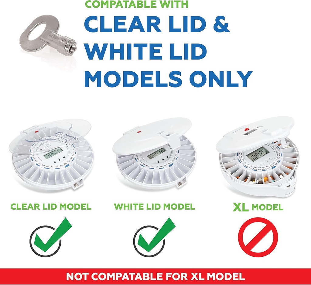 Clé de remplacement pour distributeur automatique de pilules, organisateur médical électronique avec rappels d'éclairage et d'alarme (pour Med-E-Lert SEULEMENT)