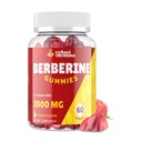 2000mg Gummées de supplément berbère - Berbérine haute puissance avec Candy Ceylan cannelle, curcuma, magnésium, chrome - sans sucre, végétalien, non-OGM, sans gluten - Farine de pêche 60 Gummées - 1 emballage