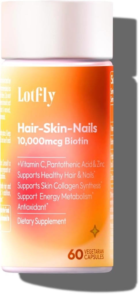 Biotine 10000 mcg avec Zinc Vitamine C & Calcium Pantothénate – Soutient la croissance des cheveux sains, les ongles forts et la peau Glowing pour les femmes et les hommes
