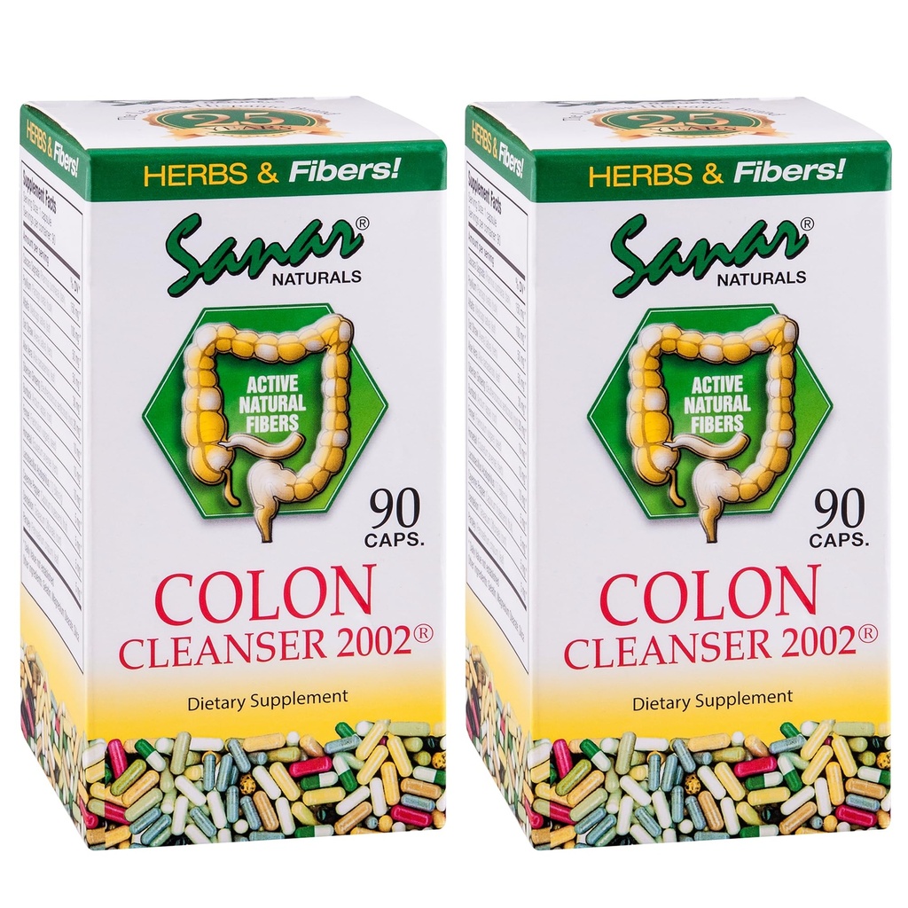 Sanar Naturals Colon Cleanser, 90 Capsules (2 Pack) - Mélange de fibres, de plantes et de probiotiques diététiques, soutien digestif, supplément de nettoyage de colonies pour les femmes et les hommes