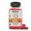 Zhou D3+K2 - Supplément vitamine D3 K2 pour les femmes et les hommes, Vit de soutien immunitaire D3 et K2 Gummy, formule sans gélatine avec 5000 UI de D3 et MK-7 - 60 Gummées Veggie (paquet de 1)