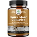 Supplément de Champignon Lion's Mane Advanced - Capsules de Supplément de Mane Lions avec Reishi, Chaga, Maitake & Shiitake pour la santé cérébrale Support et Focus - Nootropic pour la clarté mentale - 30 capsules